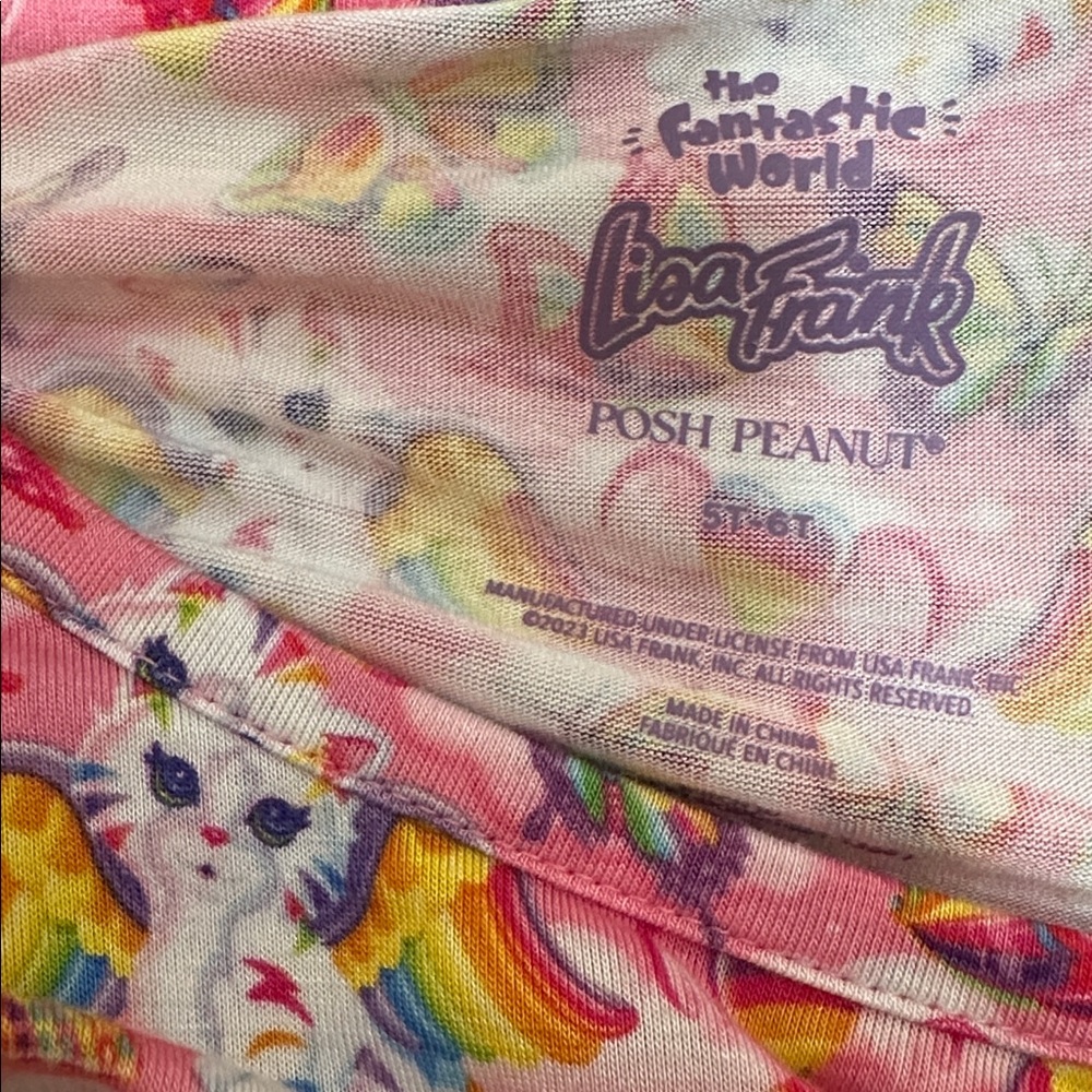 Posh Peanut & Lisa Frank Pink Kitty Unicorn Butterfly Print Dress Size 5T-6T - Picture 5 of 5
